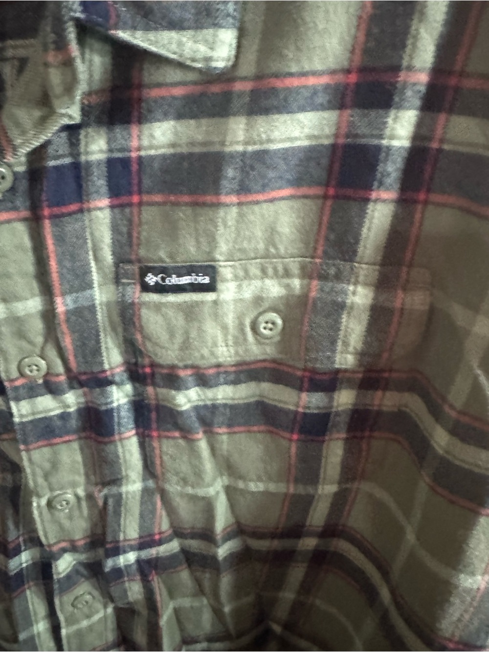 Columbia Green Plaid Flannel Shirt with Subtle Red Accents Size XL - Picture 3 of 5